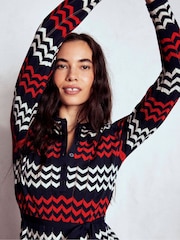 Boden Blue Chevron Stitch Midi Dress - Image 2 of 5