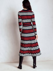 Boden Blue Chevron Stitch Midi Dress - Image 3 of 5