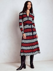 Boden Blue Chevron Stitch Midi Dress - Image 4 of 5