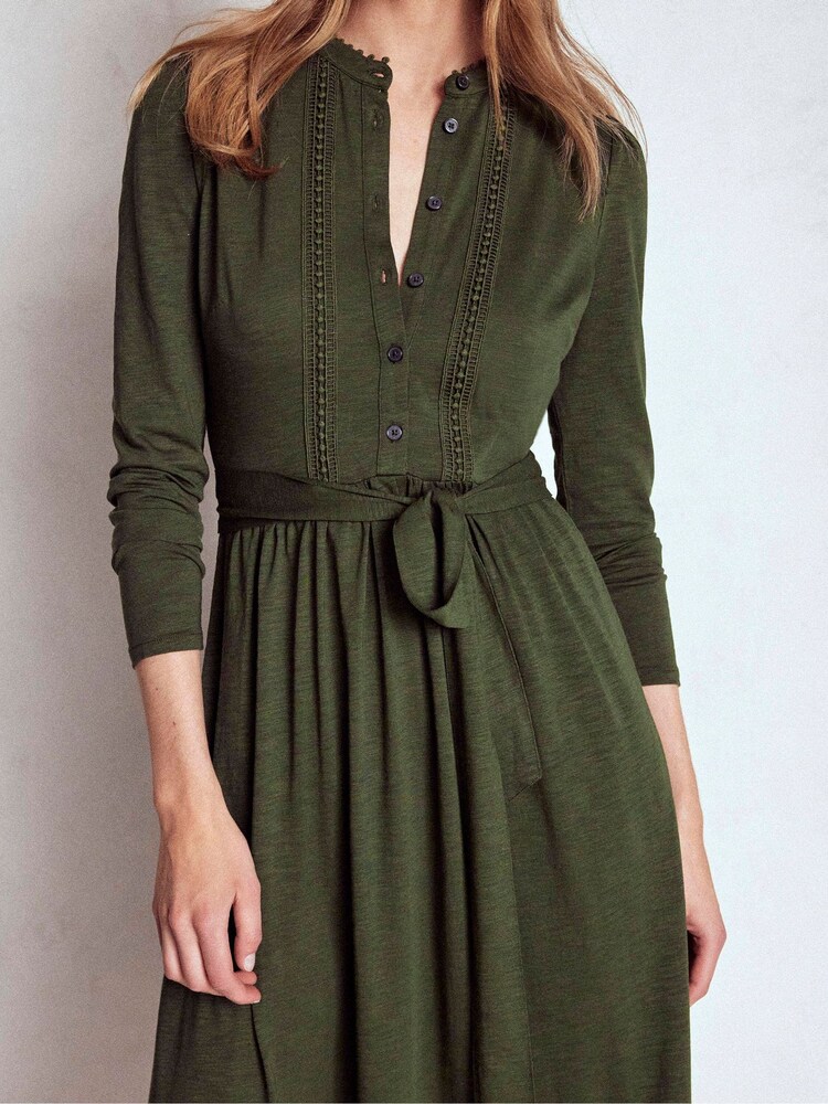 Boden Green Edwina Jersey Shirt Dress - Image 2 of 5 Boden Green Edwina Jersey Shirt Dress - Image 2 of 5