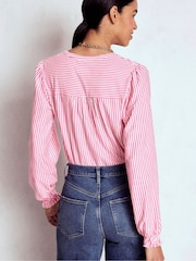 Boden Pink Elsa Smocked Yoke Jersey Shirt - Image 3 of 5