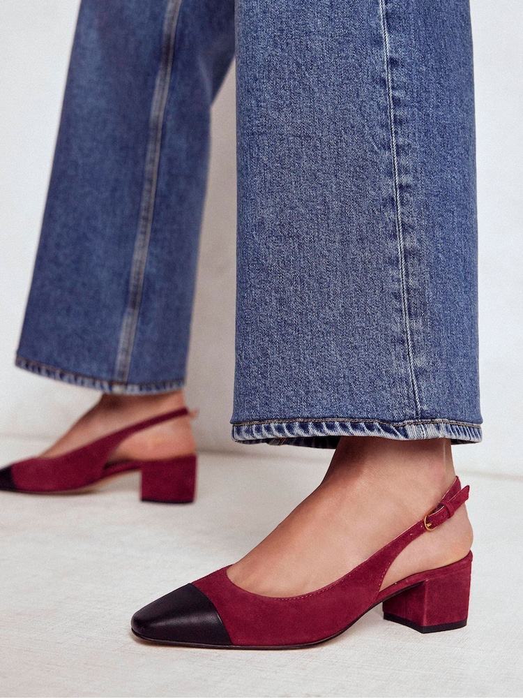 Boden Red Ailsa Block Heel Slingbacks Shoes - Image 1 of 5