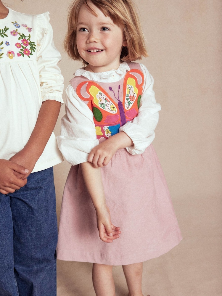 Boden Pink Cord Appliqué Pinafore Dress - Image 1 of 4 Boden Pink Cord Appliqué Pinafore Dress - Image 1 of 4