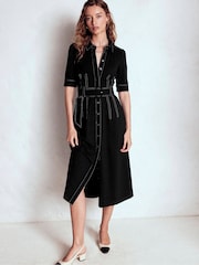 Boden Black Anita Ponte Shirt Dress - Image 1 of 5