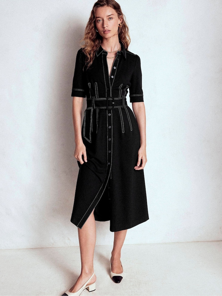 Boden Black Anita Ponte Shirt Dress - Image 1 of 5