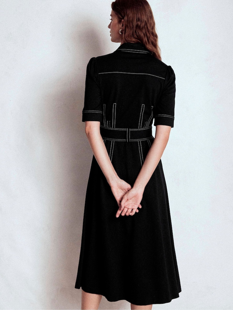 Boden Black Anita Ponte Shirt Dress - Image 2 of 5 Boden Black Anita Ponte Shirt Dress - Image 2 of 5