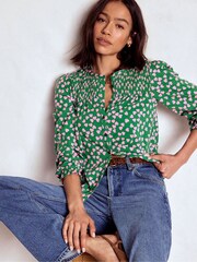 Boden Green Elsa Smocked Yoke Jersey Shirt - Image 1 of 5