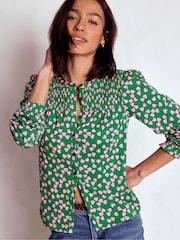 Boden Green Elsa Smocked Yoke Jersey Shirt - Image 4 of 5