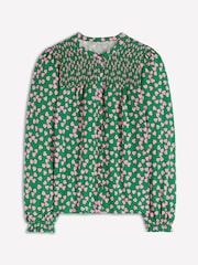 Boden Green Elsa Smocked Yoke Jersey Shirt - Image 5 of 5