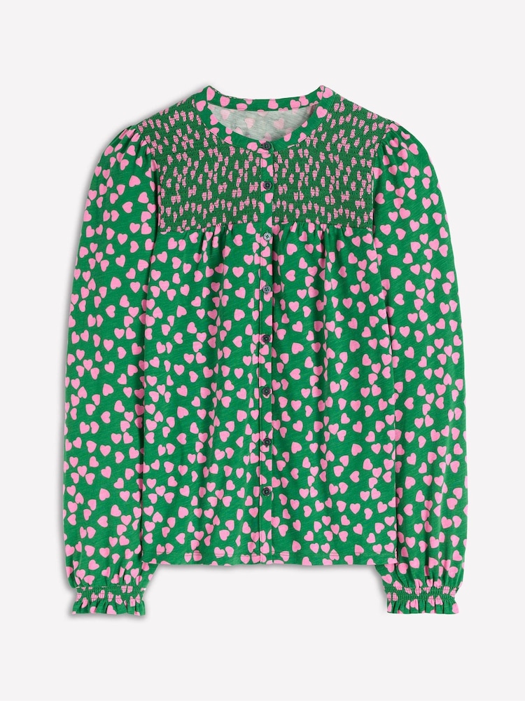 Boden Green Elsa Smocked Yoke Jersey Shirt - Image 5 of 5