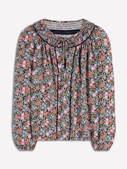 Boden Blue Georgia Smocked Jersey Blouse - Image 6 of 6