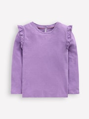 Boden Purple Frill Sleeve Slub Top G5505 - Image 1 of 3