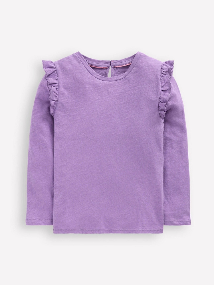 Boden Purple Frill Sleeve Slub Top G5505 - Image 1 of 3