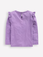 Boden Purple Frill Sleeve Slub Top G5505 - Image 2 of 3