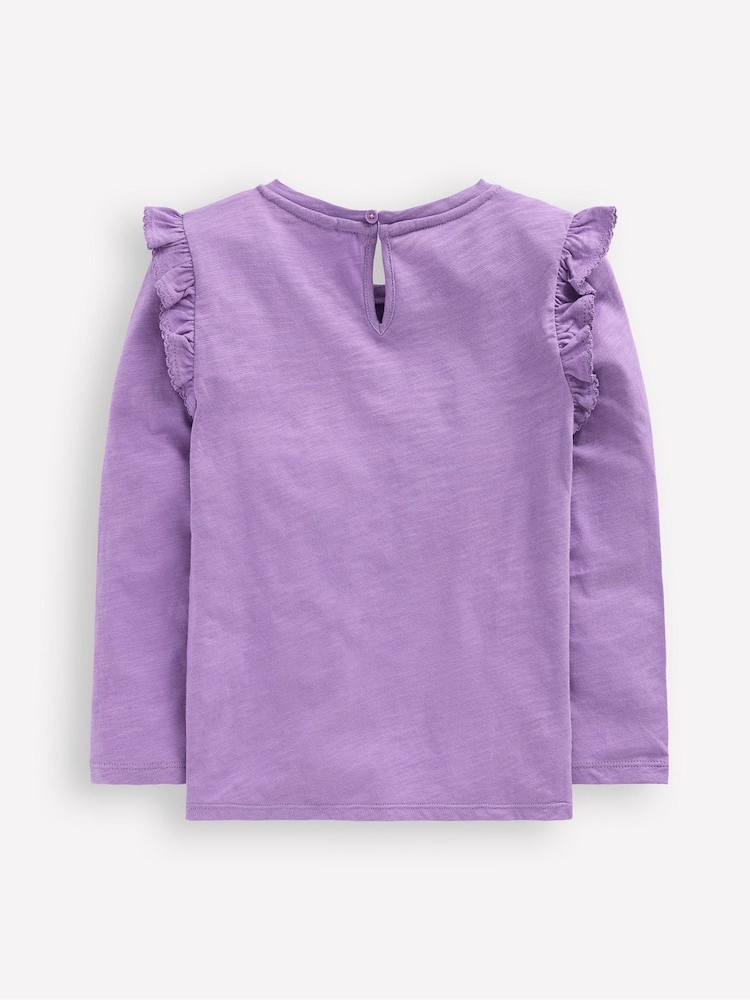 Boden Purple Frill Sleeve Slub Top G5505 - Image 2 of 3