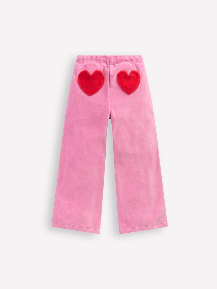 Boden Pink Heart Pocket Velour Joggers - Image 2 of 3