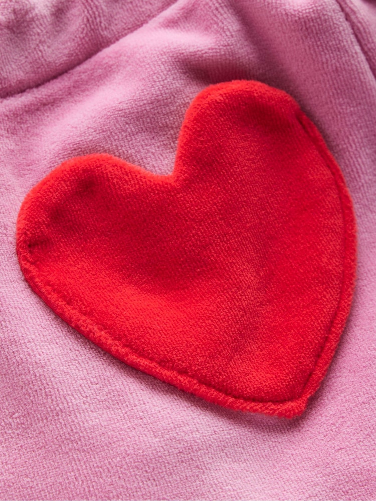 Boden Pink Heart Pocket Velour Joggers - Image 3 of 3