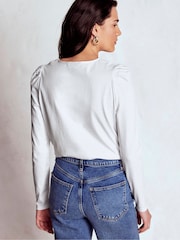 Boden White Floral Lace V-Neck Blouse - Image 2 of 5
