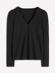 Boden Black Floral Lace V-Neck Top - Image 4 of 4