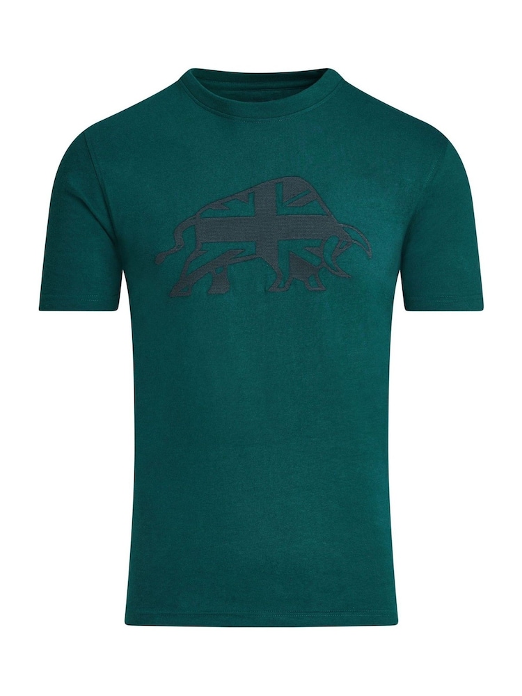 Raging Bull Green Embroidered Tonal Union Jack T-Shirt - Image 5 of 5