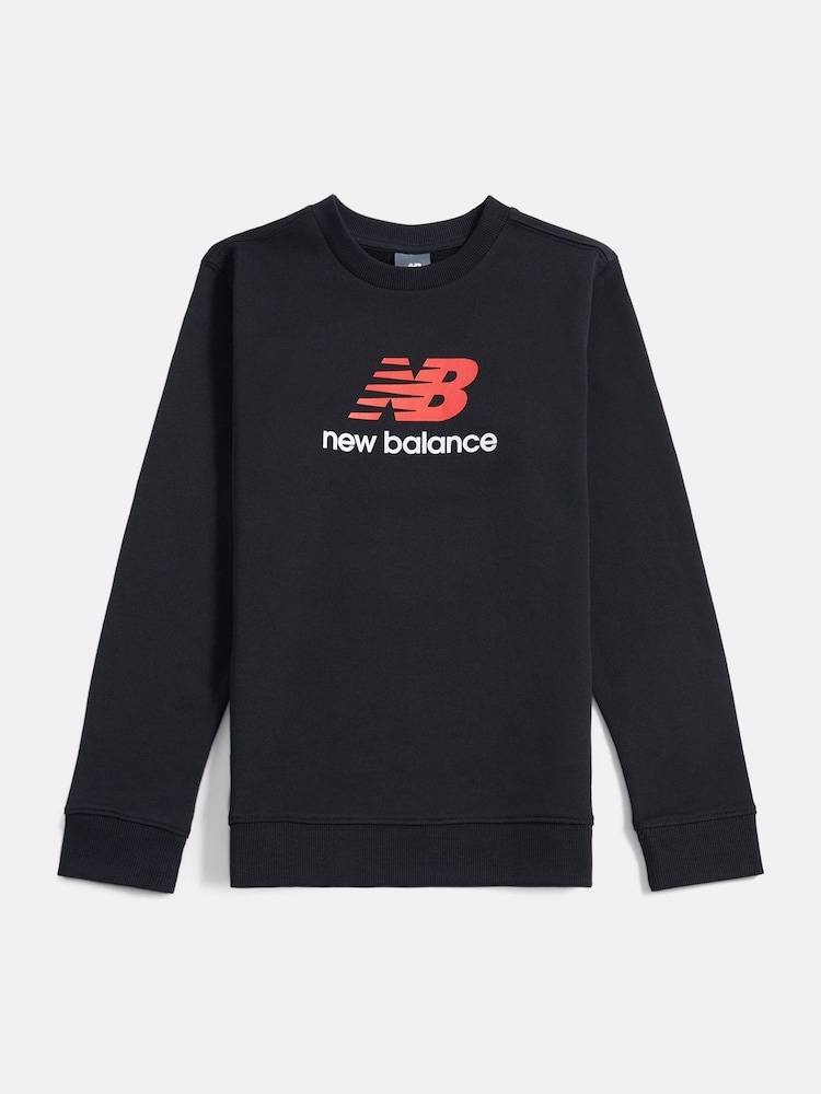 New Balance Black FT Stacked Logo Crew Sweatshirt - Image 1 of 3 New Balance Black FT Stacked Logo Crew Sweatshirt - Image 1 of 3