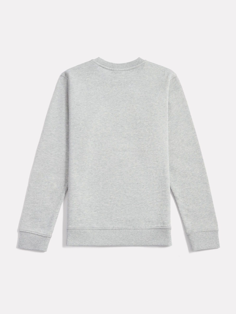 New Balance Grey Brush Back Stacked Logo Crew Sweatshirt - Image 2 of 3 New Balance Grey Brush Back Stacked Logo Crew Sweatshirt - Image 2 of 3