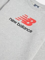 New Balance Grey Brush Back Stacked Logo Crew Sweatshirt - Image 3 of 3