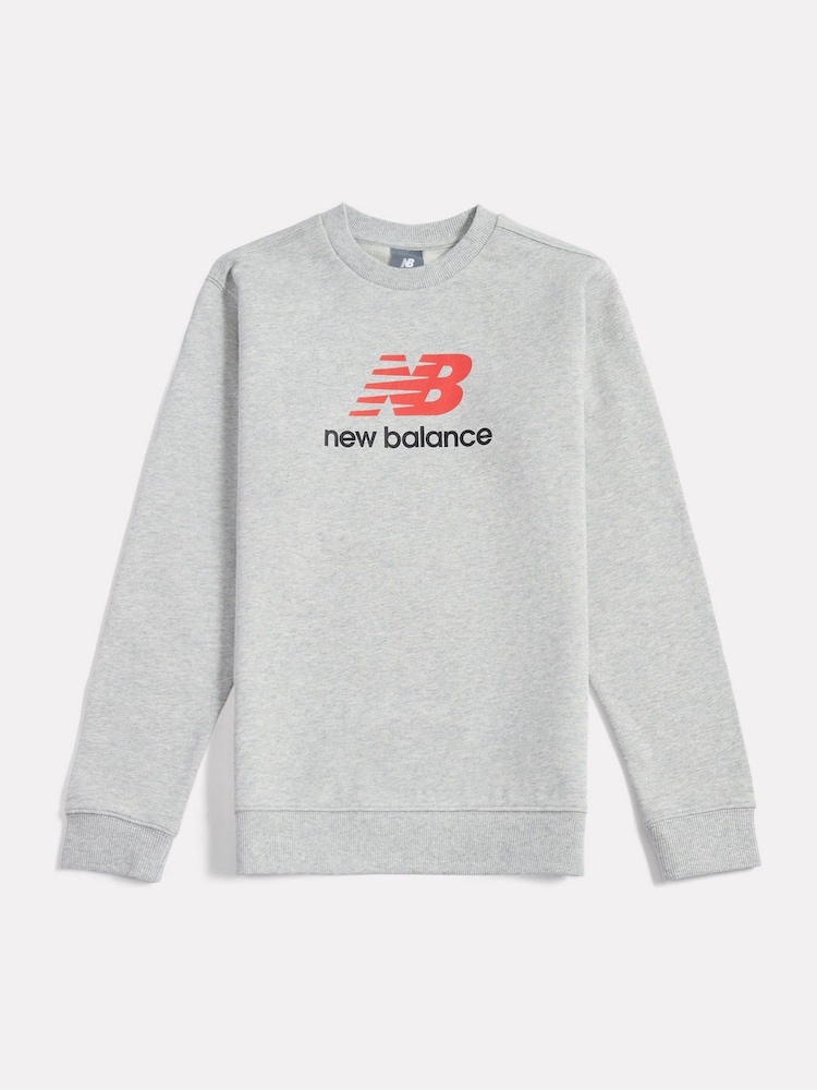 New Balance Grey FT Stacked Logo Crew Sweatshirt - Image 1 of 3 New Balance Grey FT Stacked Logo Crew Sweatshirt - Image 1 of 3