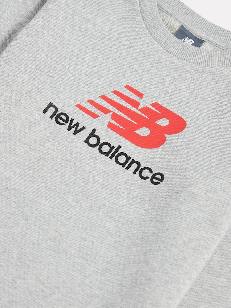 New Balance Grey FT Stacked Logo Crew Sweatshirt - Image 3 of 3 New Balance Grey FT Stacked Logo Crew Sweatshirt - Image 3 of 3