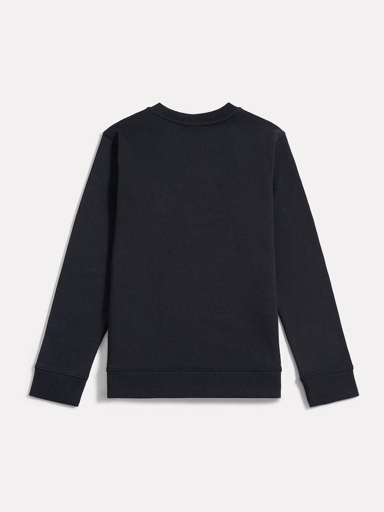 New Balance Black Brush Back Stacked Logo Crew Sweatshirt - Image 2 of 3 New Balance Black Brush Back Stacked Logo Crew Sweatshirt - Image 2 of 3
