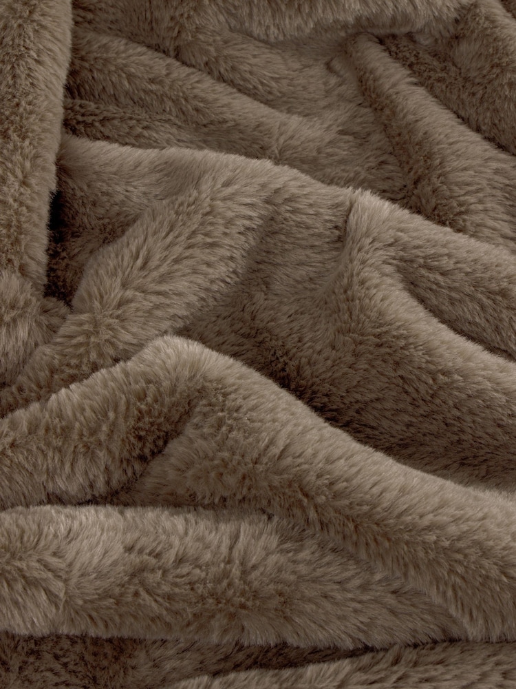 Furn Mocha Kallu Double Sided Faux Fur Throw - Image 2 of 2