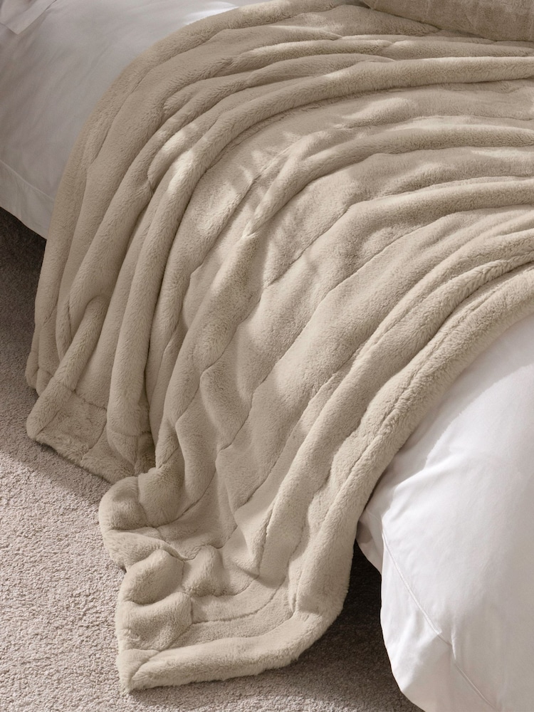 Paoletti Oatmeal Empress Faux Fur Throw - Image 1 of 3 Paoletti Oatmeal Empress Faux Fur Throw - Image 1 of 3