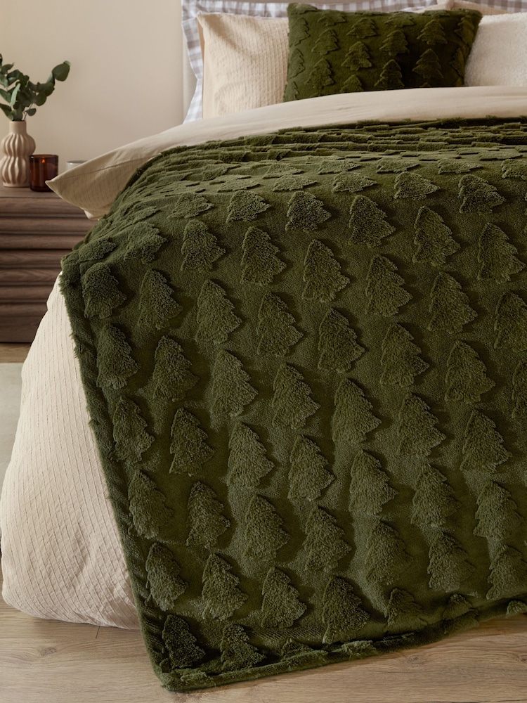Furn Forest Green Pines Faux Fur Throw - Image 1 of 8 Furn Forest Green Pines Faux Fur Throw - Image 1 of 8
