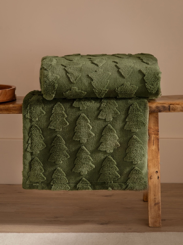 Furn Forest Green Pines Faux Fur Throw - Image 2 of 8 Furn Forest Green Pines Faux Fur Throw - Image 2 of 8