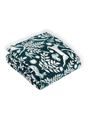 Furn Forest Green Skandi Woodland Sherpa Fleece Throw - Image 1 of 6