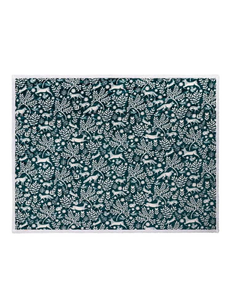Furn Forest Green Skandi Woodland Sherpa Fleece Throw - Image 2 of 6 Furn Forest Green Skandi Woodland Sherpa Fleece Throw - Image 2 of 6