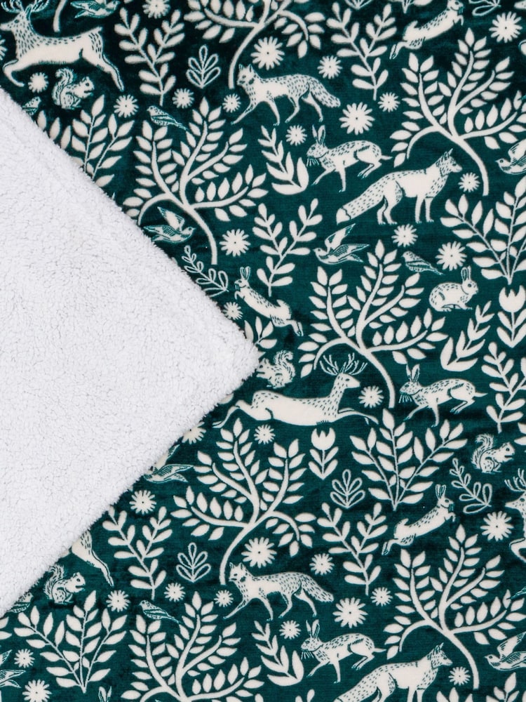 Furn Forest Green Skandi Woodland Sherpa Fleece Throw - Image 6 of 6 Furn Forest Green Skandi Woodland Sherpa Fleece Throw - Image 6 of 6