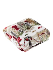 Furn Cream Joy To All Printed Fleece Throw - Image 1 of 3
