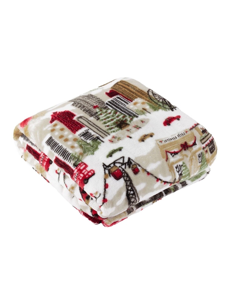 Furn Cream Joy To All Printed Fleece Throw - Image 1 of 3