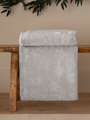Furn Grey Snowflakes Soft Flannel Fleece Throw - Image 1 of 5