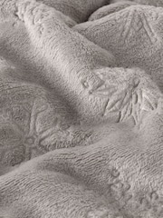 Furn Grey Snowflakes Soft Flannel Fleece Throw - Image 5 of 5