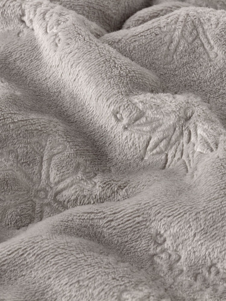 Furn Grey Snowflakes Soft Flannel Fleece Throw - Image 5 of 5