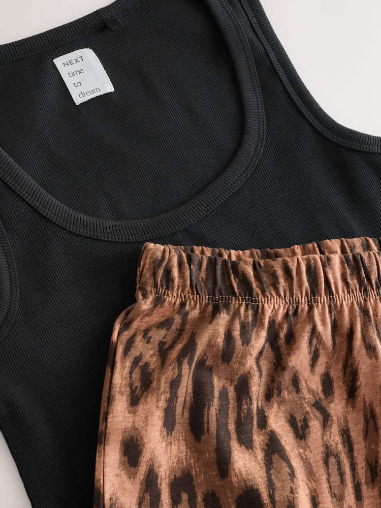 Animal Print Rib Vest Shorts Pyjamas Set - Image 2 of 3