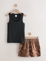 Animal Print Rib Vest Shorts Pyjamas Set - Image 7 of 9