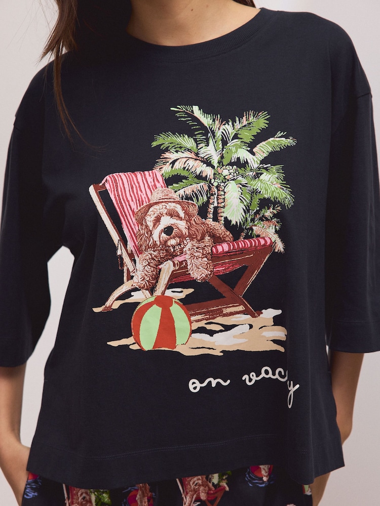 Navy Charlie the Cockapoo Short Pyjamas Set - Image 2 of 5