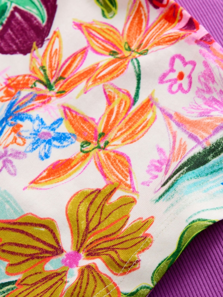 紫色 - Scarf Print Rib Scoop Racer Vest and Pyjama Short Set - 圖片 7，共 7