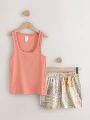 Orange Paisley Rib Vest Short Pyjamas Set - Image 4 of 6