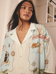 Light Blue Coca Cola Button Through Short Pyjamas Set - Image 4 of 7