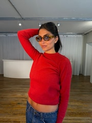 عدسات زرقاء بنقشة صدفة سلحفاة صفراء - نظارة شمسية أسيتات مع علبة من Never Fully Dressed - صورة 7 من 7