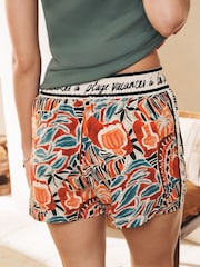 Green Abstract Rib Vest Shorts Pyjamas Set - Image 5 of 6